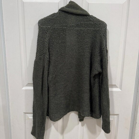 Wooden Ships Green Cardigan Women’s M/L Open Knit Lightweight Earth Tone Natural - Picture 4 of 9